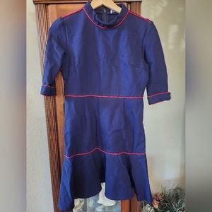 Mislook Navy Red Short Dress Button